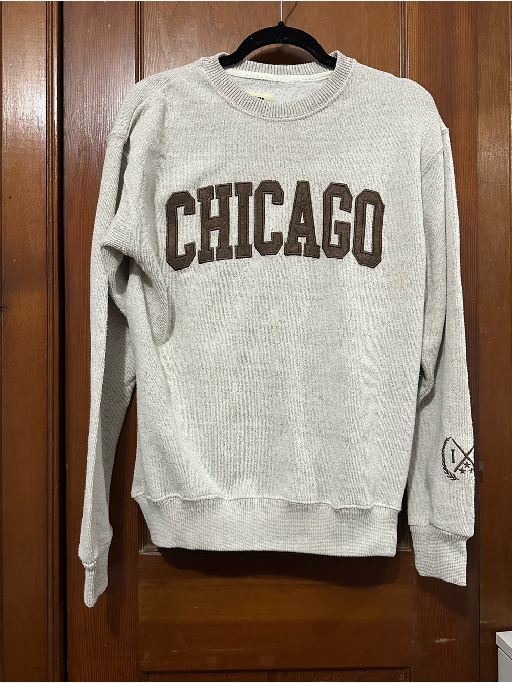 Chicago Crewneck Sweater - Cream with Brown Lettering